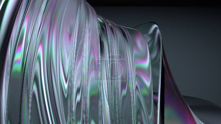 Cristal y vidrio cromo refracción y reflexión fresca clara elegante moderno 3D renderizado abstracto fondo alta calidad 3d ilustración