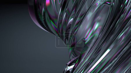 Cristal y vidrio Refracción cromada y reflexión Orgánica Transparente Elegante Moderno 3D Renderizado Abstracto Fondo Ilustración 3d de alta calidad
