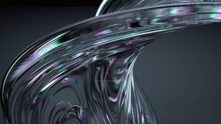 Cristal et verre Chrome Réfraction et réfléchissant Cool et frais Élégant et moderne rendu 3D Contexte abstrait Illustration 3D de haute qualité