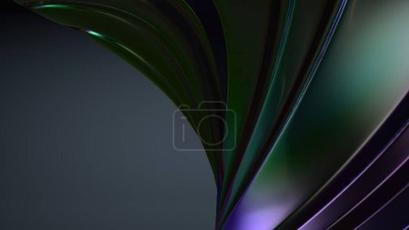Plaque métal ondulé Rainbow Reflection Modern Contemporary Elegant Modern 3D Rendering Abstract Background Illustration 3D de haute qualité