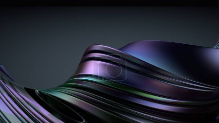 Metal Wave-like Plate Rainbow Reflection Modern Artistic Bezier Curve Elegant and Modern 3D Rendering Abstract Background High quality 3d illustration