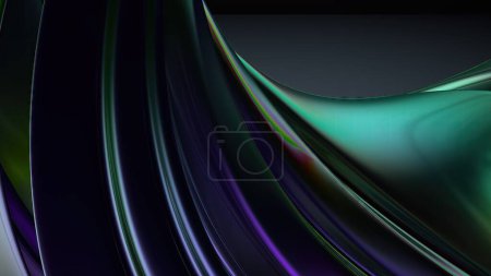 Metall Wellenförmige Platte Regenbogen Reflexion Bezier-Kurve Zart Elegant Modern 3D Rendering Abstrakter Hintergrund Hochwertige 3D-Illustration