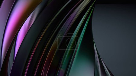 Metal Wave-like Plate Rainbow Reflection Delicate Pop Culture Elegant Modern 3D Rendering Abstract Background High quality 3d illustration