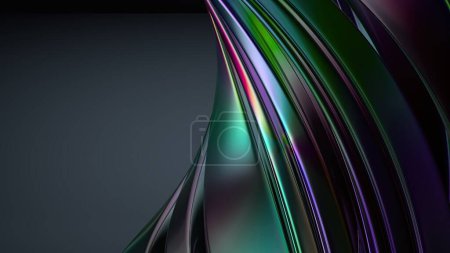 Placa ondulada de metal Reflexión del arco iris Lujo Apasionado Elegante Moderno 3D Renderizado Fondo abstracto Ilustración 3D de alta calidad