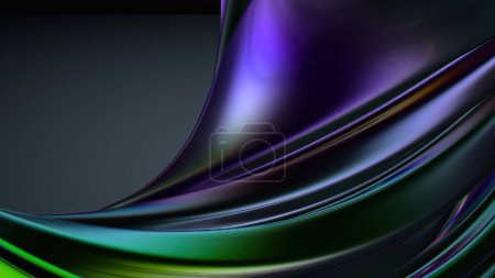 Metal Wave-like Plate Rainbow Reflection Luxury Bezier Curve Elegant Modern 3D Rendering Abstract Background High quality 3d illustration