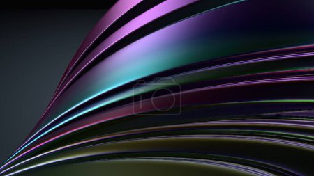 Metal Wave-like Plate Rainbow Reflection Modern Bezier Curves Abstract Background in Elegant with Modern 3D Rendering High quality 3d illustration