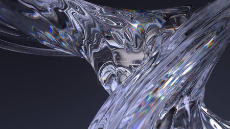 Dunkle Atmosphäre Klare Gläser Bezier Curve Chic Elegant und modern 3D Rendering Abstrakter Hintergrund Hochwertige 3D Illustration