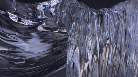 Dark Atmosphere Clear Glass Bezier Curve Unified Elegant Modern 3D Rendering Abstract Background Illustration 3D de haute qualité