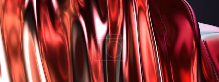 Cortina delgada del metal del cobre Líquido-como, golpeado, ondulado elegante y moderno 3D que rinde fondo abstracto Ilustración 3d de alta calidad
