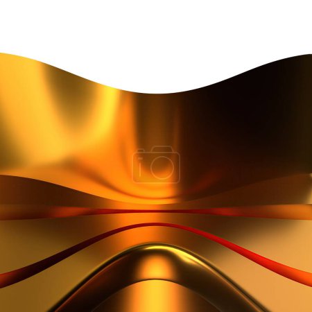 Gold Zeitgenössische künstlerische Bezier-Kurve Isoliert Metall Organische Platte Elegant Modern 3D Rendering Abstrakter Hintergrund Hochwertige 3D-Illustration