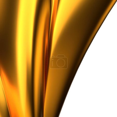 Bezier Kurve isoliert Metall organische Platte repräsentiert Luxus Delikatesse in Gold Elegant Modern 3D Rendering abstrakten Hintergrund Hochwertige 3D-Illustration