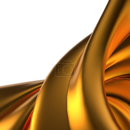 Zarte moderne Kunst mit goldenen Bezier-Kurven Isolierte organische Metallplatte Elegant Modern 3D Rendering abstrakter Hintergrund Hochwertige 3D-Illustration