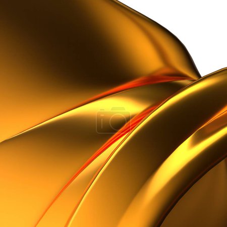 Gold zeitgenössische Kunst Luxus Bezier Kurve isoliert Metall organische Platte Elegant Modern 3D Rendering abstrakter Hintergrund Hochwertige 3D-Illustration
