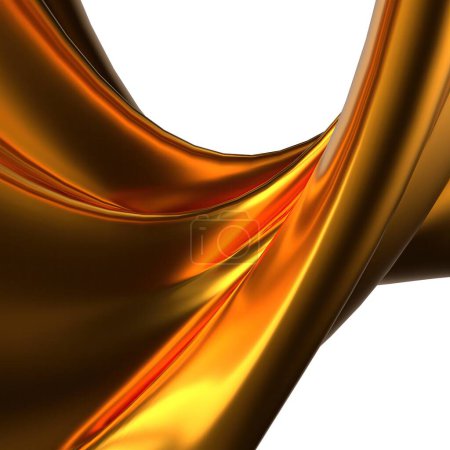 Gold Luxus Bezier-Kurve Moderne Kunst Isolierte Metall Organische Platte Elegant Modern 3D Rendering Abstrakter Hintergrund Hochwertige 3D-Illustration
