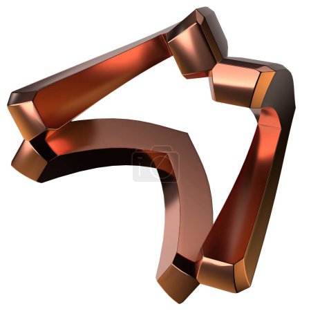 Estructura de elemento de diseño de objetos de metal de cobre triangular Aislado Elegante Renderizado 3D moderno Fondo abstracto Ilustración 3D de alta calidad
