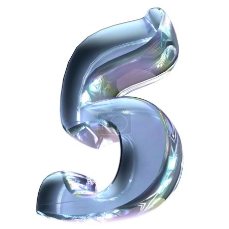 Número 5 Agua, Hielo, Objetos de Cristal Refrescante Fresco Aislado Elegante Moderno 3D Renderizado Abstracto Fondo Ilustración 3d de alta calidad