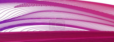 Líneas delicadas curvas delgadas púrpura y azul Curvas de arte contemporáneo hechas con curvas Bezier Aislado Elegante Moderno 3D Renderizado fondo abstracto. ilustración 3d de alta calidad