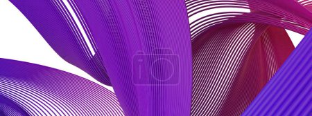 Zarte isolierte Elegante und moderne 3D-Wiedergabe abstrakter Hintergrund aus lila und blauen dünnen geschwungenen zarten Linien Bezier-Kurven Hochwertige 3D-Illustration