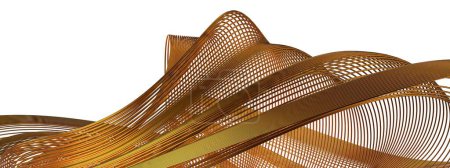 Modern Bezier Curves of Golden Thin Metal Lines Luxe Artistique Isolé Élégant Moderne 3D Rendu Abstrait Fond Illustration 3D de haute qualité