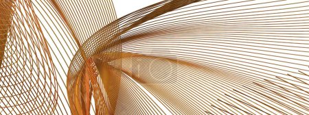 Luxury Isolated Elegant Modern 3D Rendering Abstract Background Made of Modern Art Bezier Curves of Golden Thin Metal Lines High quality 3d illustration