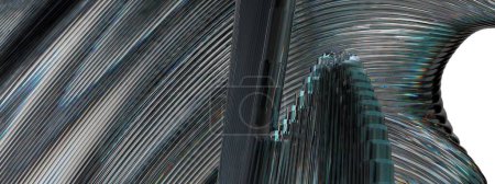 Glass Chrome Reflection and Refraction Modern Bezier Curve Elegant Modern 3D Rendering Abstract Background High quality 3d illustration