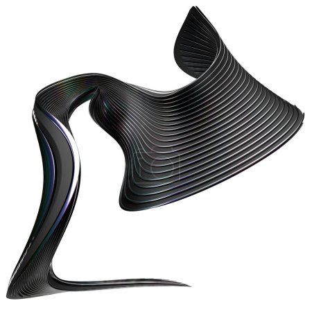 Black and rainbow metal wavy strip bezier curve contemporary art isolated Elégant Moderne 3D rendu abstrait Illustration 3D de haute qualité
