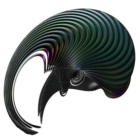Foto de Tiras onduladas de metal negro y arco iris Lujo uniforme aislado Elegante moderno 3D Renderizado fondo abstracto Ilustración 3D de alta calidad - Imagen libre de derechos