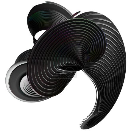 Bande ondulée métal noir et arc-en-ciel Unifier calme isolé Elégant Moderne 3D Rendu fond abstrait Illustration 3D de haute qualité