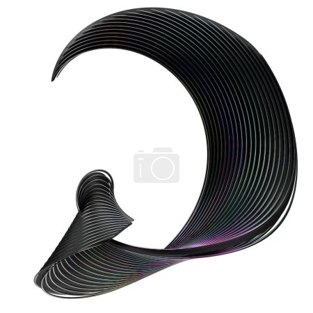 Black and rainbow metal wavy band unified contemporary art isolated Elégant Moderne 3D rendu abstrait Illustration 3D de haute qualité