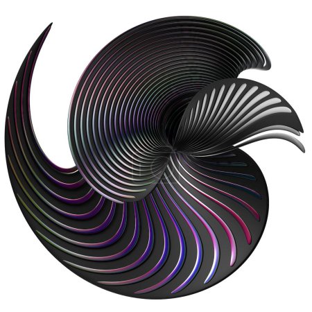 Schwarz und Regenbogen Metall Wellenbänder Dunkle Atmosphäre gedämpft isoliert Elegant Modern 3D Rendering abstrakter Hintergrund Hochwertige 3D Illustration