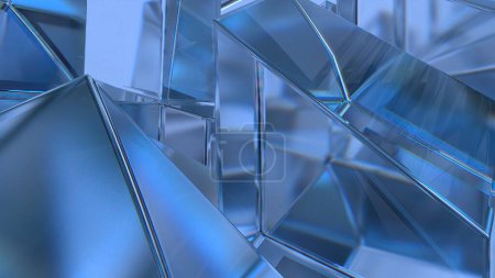 Blue Glass Cube Refraction and Reflection Structure Shape Elegant Modern 3D Rendering Abstract Background High quality 3d illustration