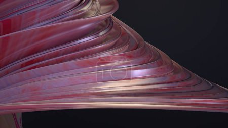 Tissu humide rose plié au-dessus de la courbe torsadée en forme de rideau Bézier Moderne Artistique Élégant Moderne 3D Rendu Abstrait Fond Illustration 3D de haute qualité