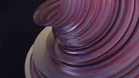 Rosa Nasstuch gefaltet über Vorhang-like Twisted Zartes zeitgenössisches Design Elegant Modern 3D Rendering Abstrakter Hintergrund Hochwertige 3D-Illustration