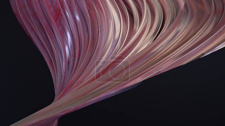 Rosa Nasstuch gefaltet über Vorhang-like Twisted Luxury Zarte Beige Elegant Modern 3D Rendering Abstrakter Hintergrund Hochwertige 3D-Illustration