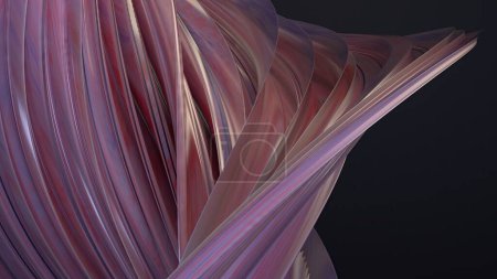Rosa Nasstuch gefaltet über Vorhang-like Twisted Bezier Curve Zeitgenössische künstlerische Delikatesse Elegant Modern 3D Rendering Abstrakter Hintergrund Hochwertige 3D-Illustration