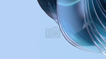 Luxus Elegant und modern 3D Rendering Abstrakter Hintergrund mit frischen transparenten modernen künstlerischen Bezier-Kurven in blauem Kristall Hochwertige 3D-Illustration