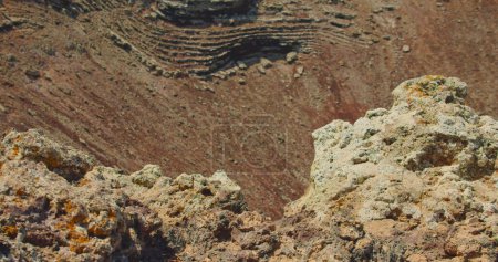 Photo for Hardened lava flow on the slope of Volcano Calderon Hondo, Fuerteventura, Canary Islands. Crater desert empty landscape. Close up of rock formations. Nobody. - Royalty Free Image
