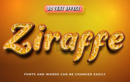 Illustration for Ziraffe animal 3d editable text effect style - Royalty Free Image