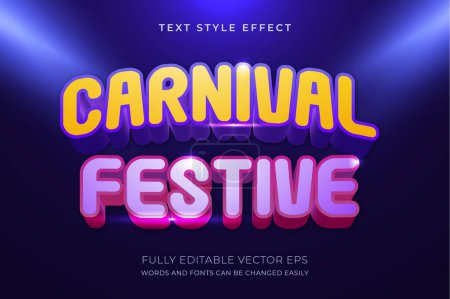 Illustration for Carnival and festive 3D Editable Text Style Effect - Royalty Free Image