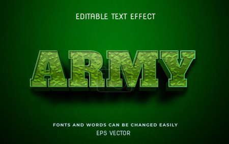 Illustration for Army green 3d editable text effect - Royalty Free Image