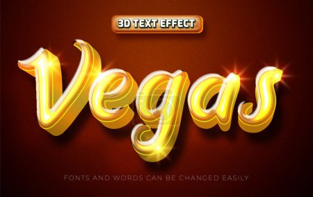 Ilustración de Vegas dorado 3d estilo de efecto de texto editable - Imagen libre de derechos
