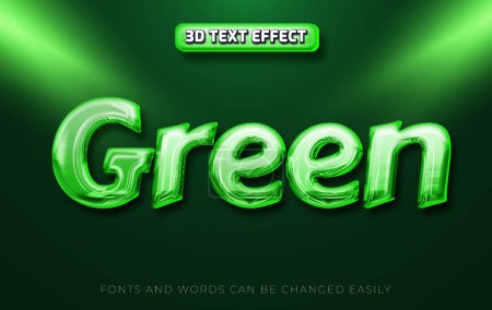 Téléchargez les illustrations : Style d'effet de texte 3d brillant vert - en licence libre de droit