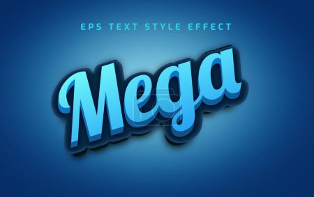 Ilustración de Mega azul negrita 3d editable efecto de estilo de texto - Imagen libre de derechos