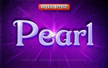 Illustration for Pearl treasure 3d editable text effect style - Royalty Free Image