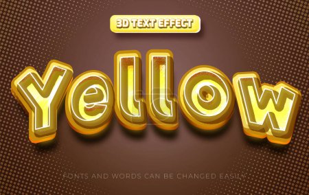 Illustration for Yellow 3d editable text effect style - Royalty Free Image