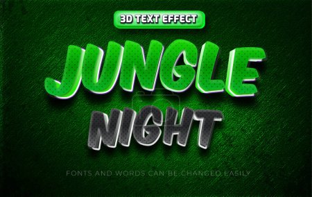 Téléchargez les illustrations : Jungle nuit 3d éditable style d'effet de texte - en licence libre de droit
