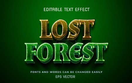 Illustration for Lost forest adventure 3d editable text effect - Royalty Free Image