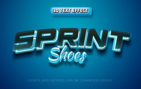 Illustration for Sprint shoes 3d editable text effect style - Royalty Free Image