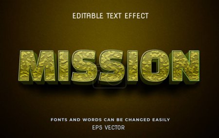 Illustration for Mission 3d editable text effect - Royalty Free Image