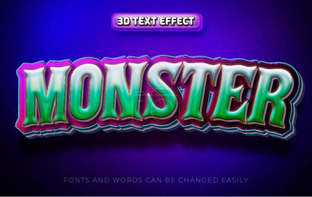 Ilustración de Monstruo 3d estilo de efecto de texto editable - Imagen libre de derechos